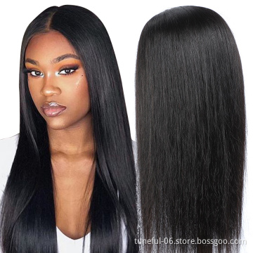 Glueless Cheap Wholesale 100% Natural Indian Long Straight, HD Transparent Lace Front Virgin Human Hair Wig